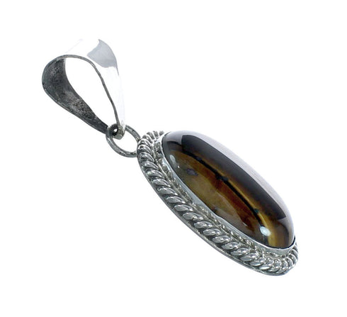 Native American Tiger Eye Sterling Silver Pendant AX129862